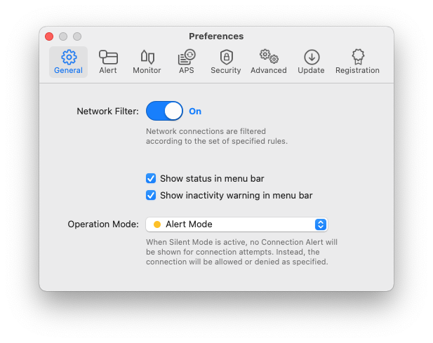 Turn on Network Filter