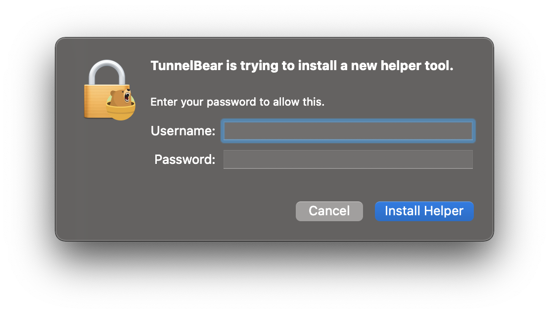 Installing TunnelBear Helper